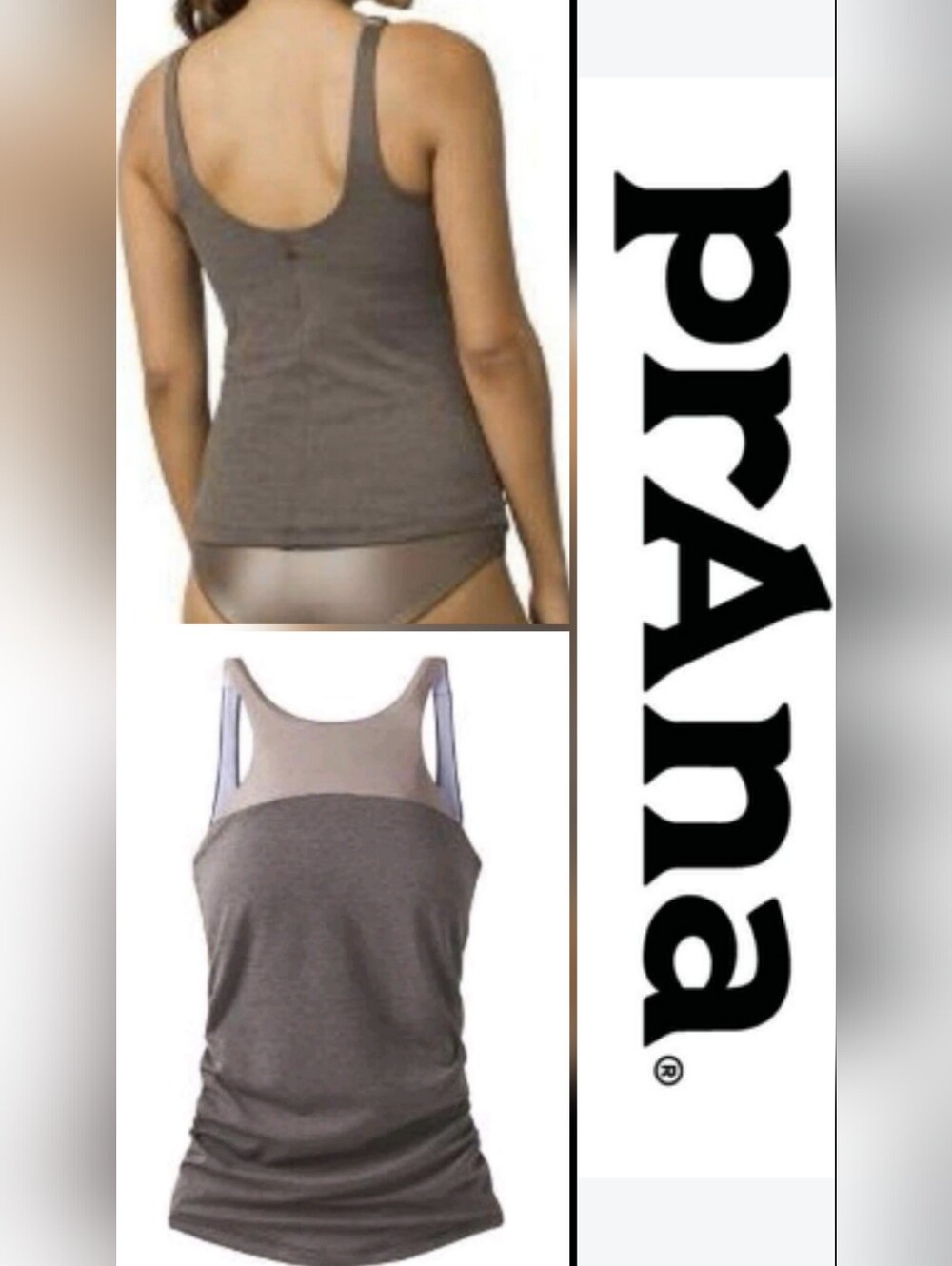 prAna Women's Gray Scoop Neck Tank Top